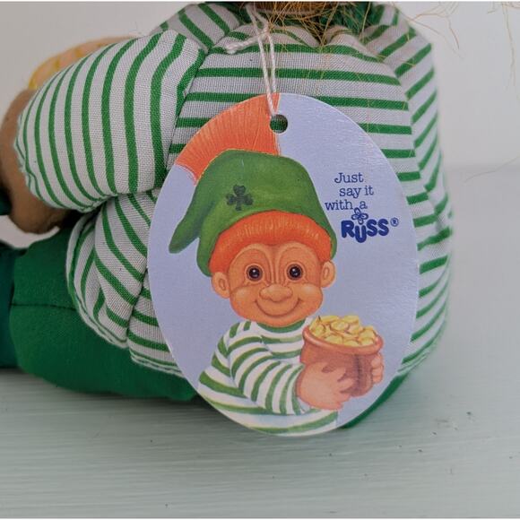 Vintage Russ Leprechaun Troll Doll w/Tag 8" Orange Hair Pot Of Gold St Patricks - Picture 6 of 7